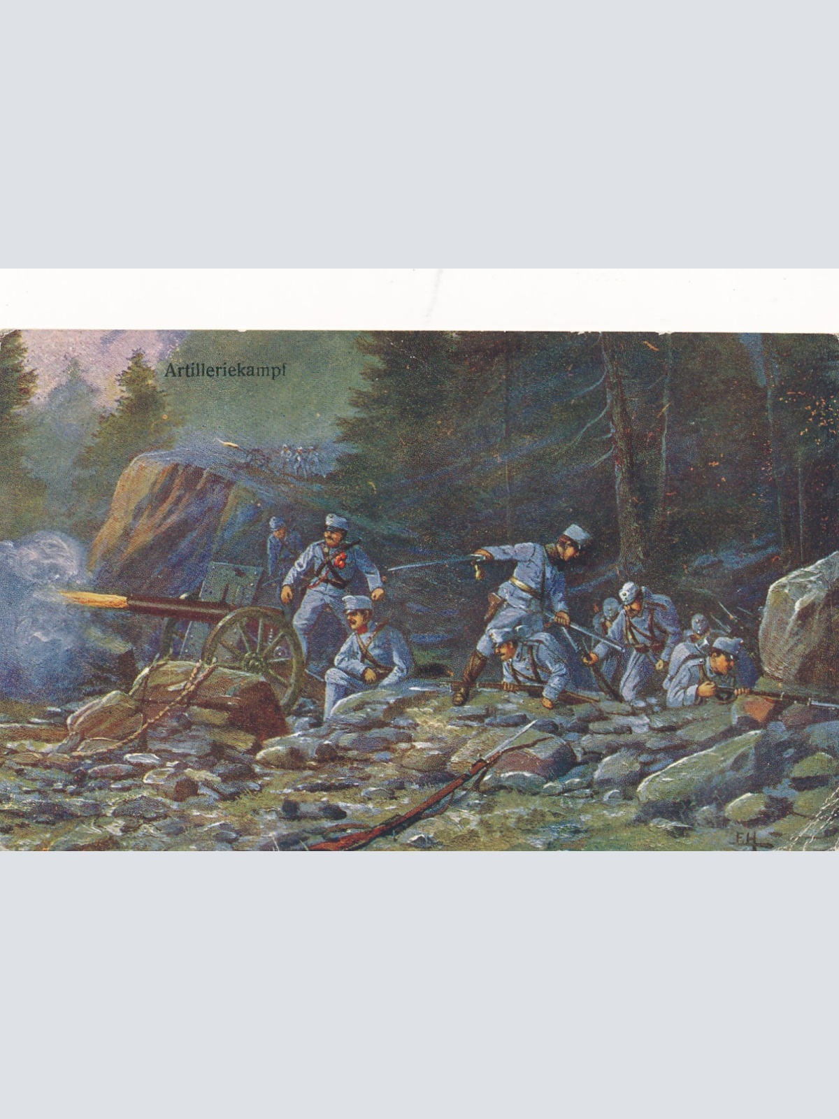 AK Artilleriekampf Soldaten mit Artillerie Ansichtskarte (16994)