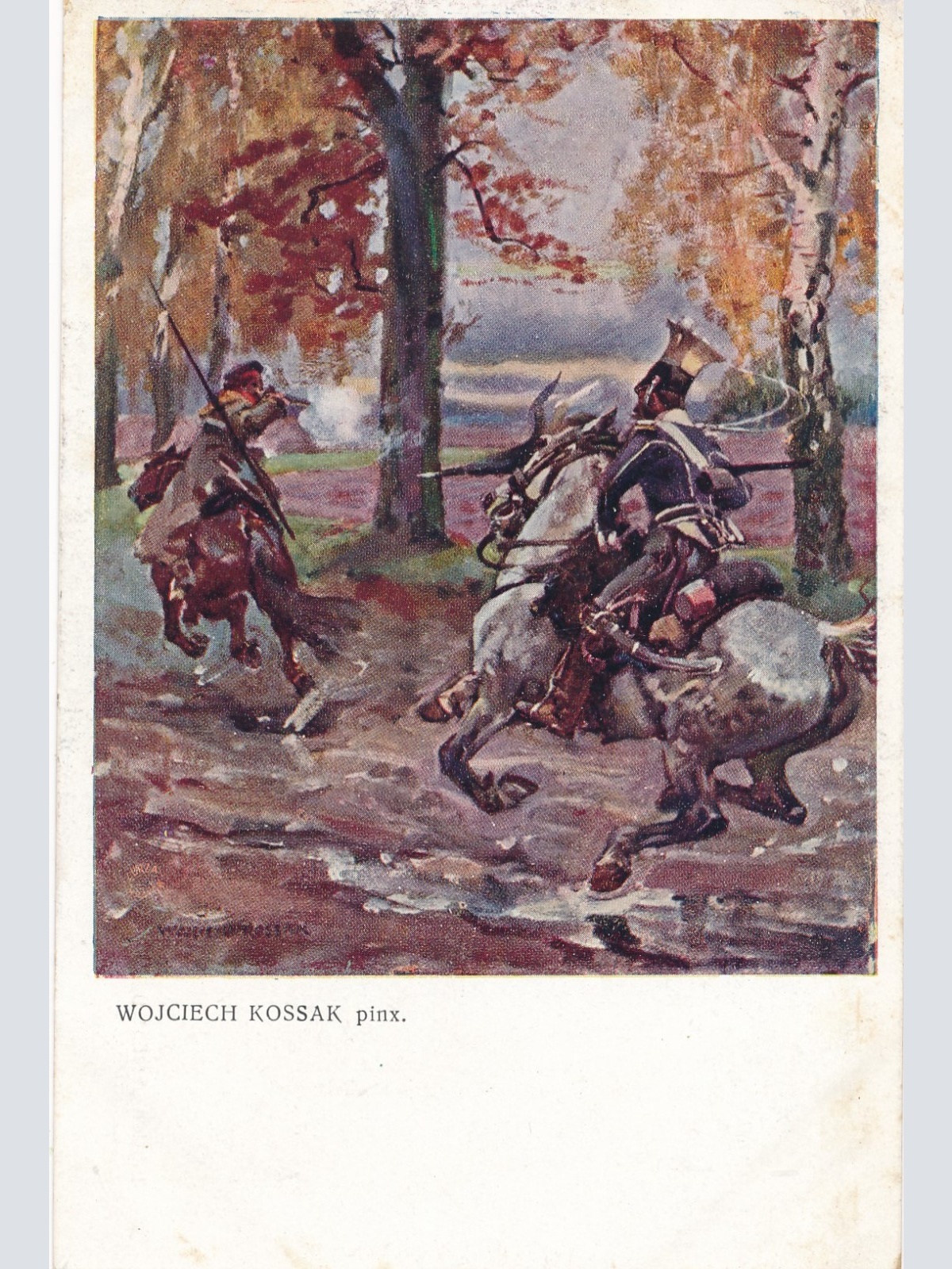 AK Militaria Wojciech Kossak pinx Soldaten auf Pferd (17006)