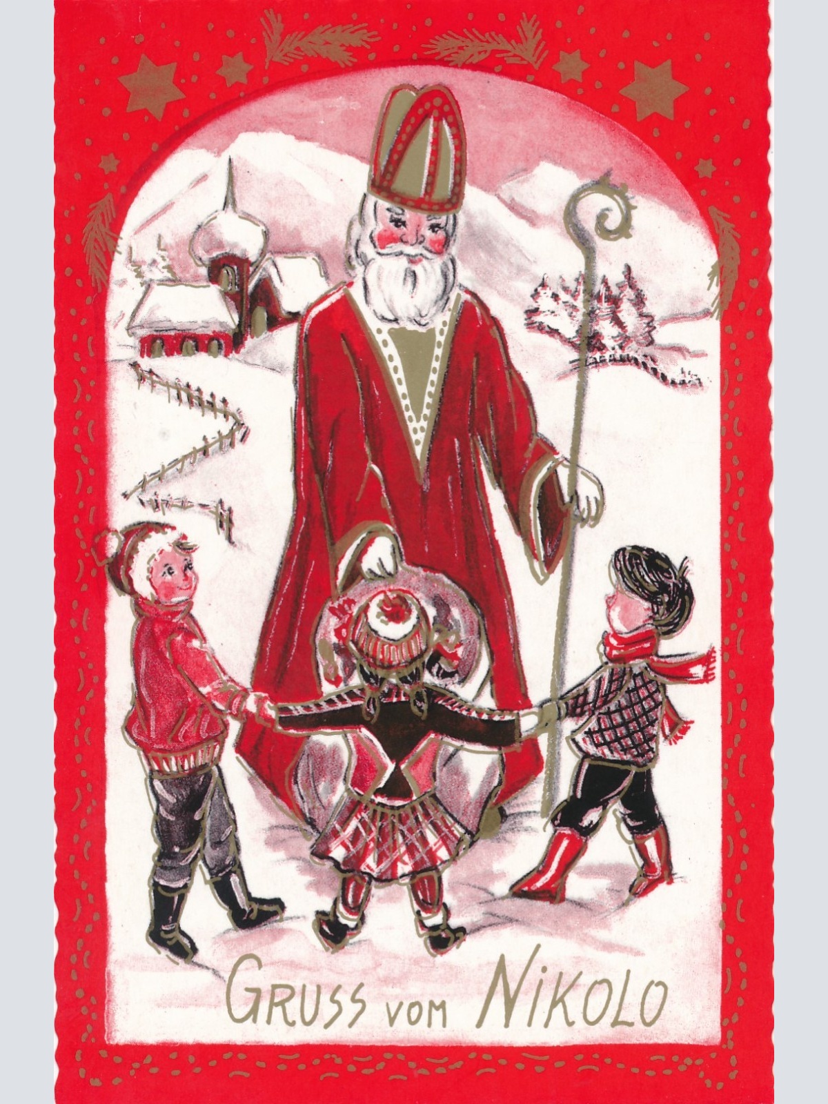 AK Gruß vom Nikolo - Nikolaus Ansichtskarte (17180)