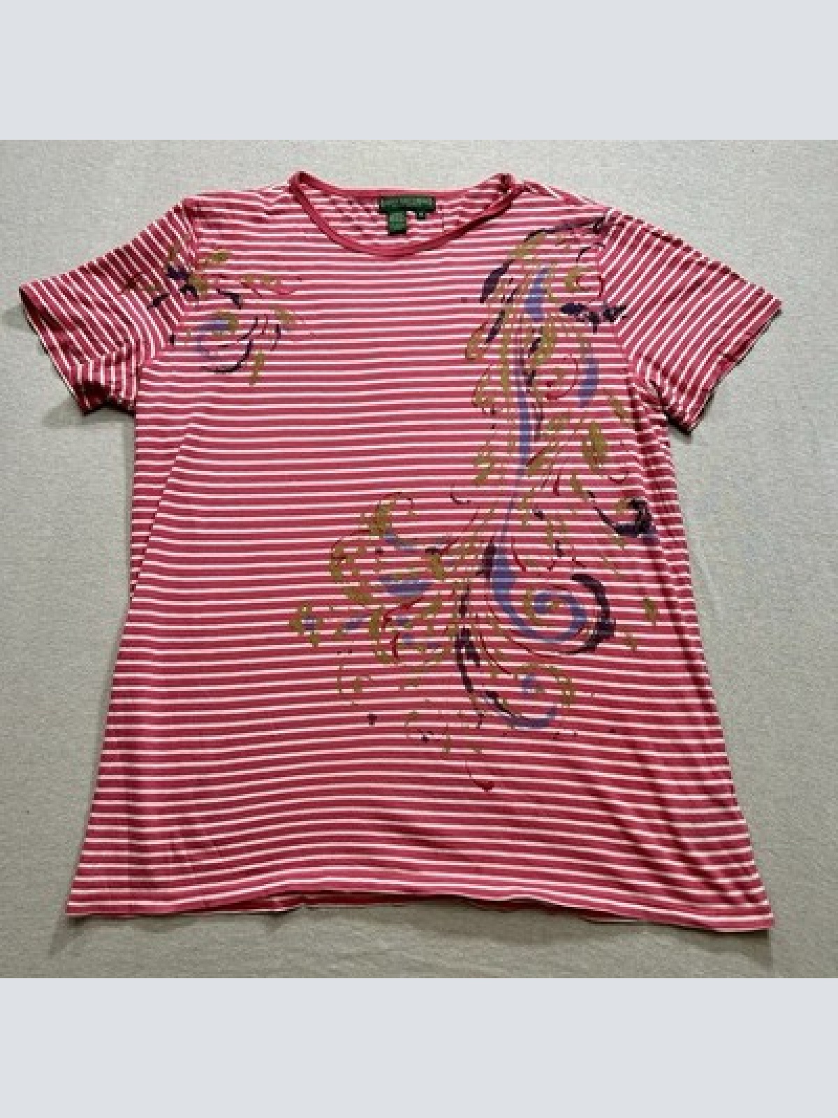 Lauren Jeans Company Ralph Lauren Vintage Shirt Rosa Weiß Damen Größe M Y2K