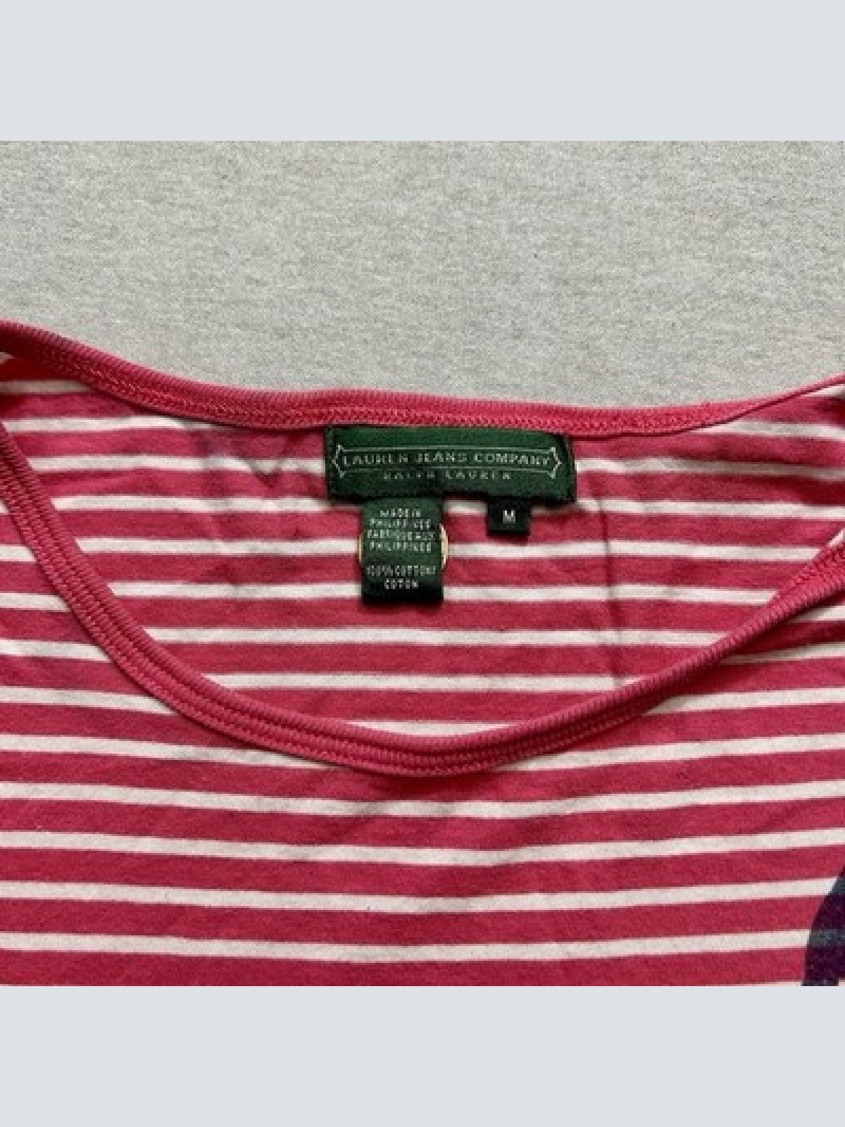 Lauren Jeans Company Ralph Lauren Vintage Shirt Rosa Weiß Damen Größe M Y2K