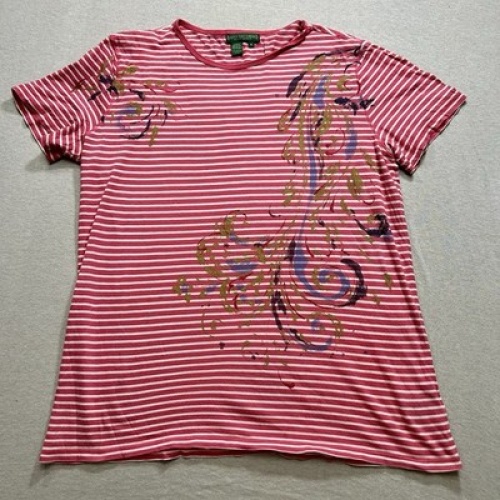 Lauren Jeans Company Ralph Lauren Vintage Shirt Rosa Weiß Damen Größe M Y2K