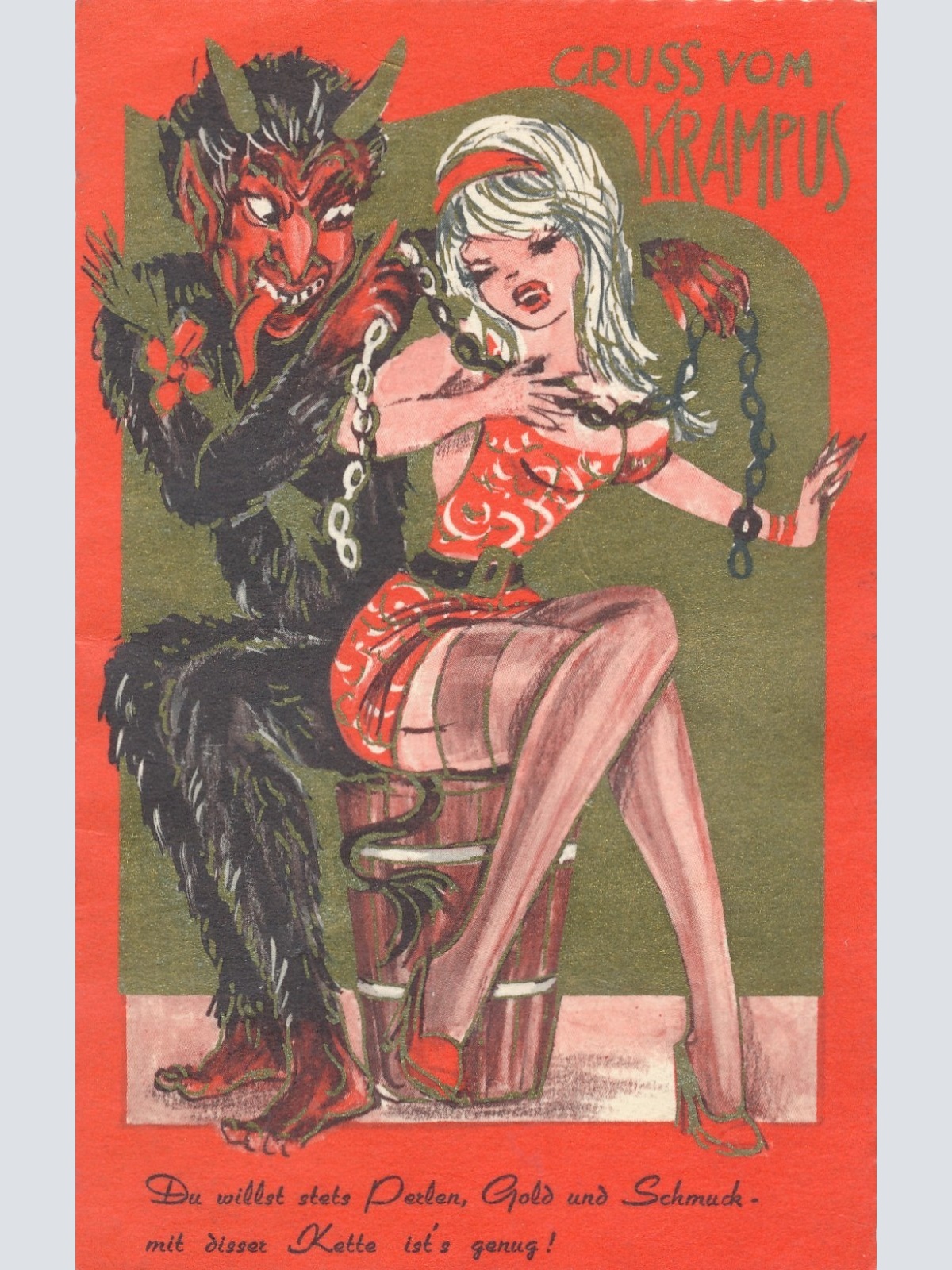 AK Gruss vom Krampus mit Krampusine Ansichtskarte (17991)