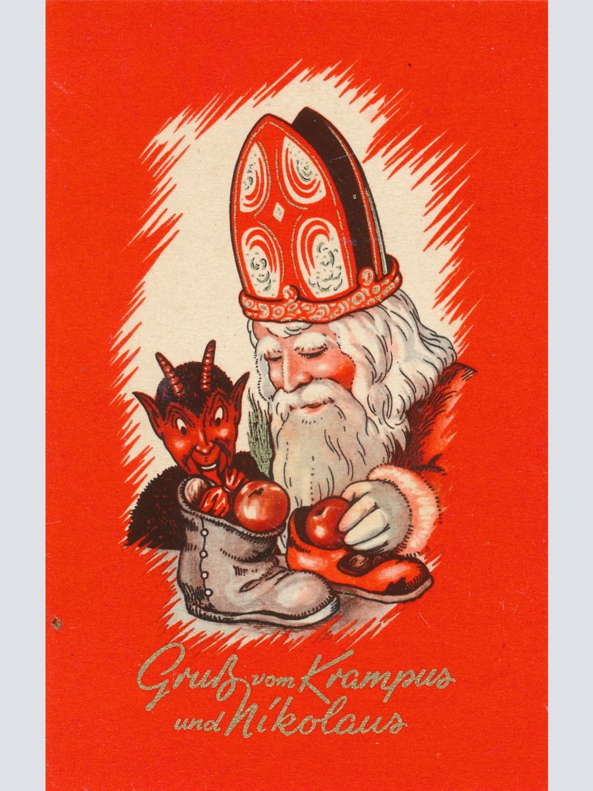 AK Gruss vom Krampus und vom Nikolo Nikolaus Ansichtskarte (17994)