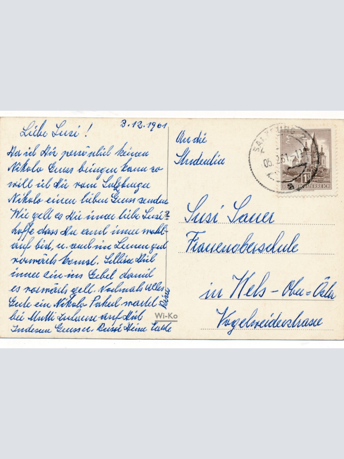 AK Gruss vom Krampus mit Nikolaus am Schlitten Ansichtskarte (17996)