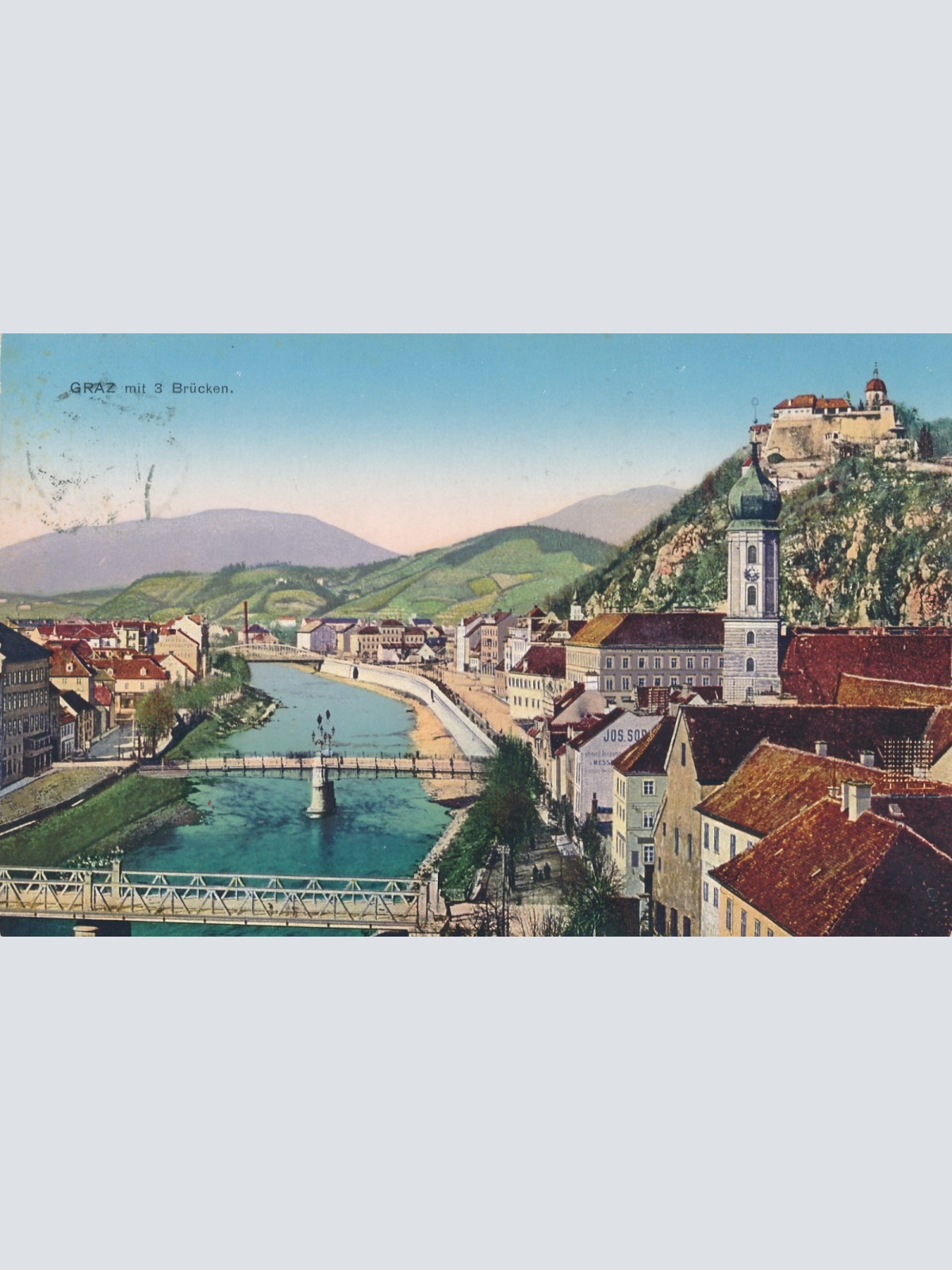 AK aus Graz mit drei Brücken Steiermark Ansichtskarte (18007)
