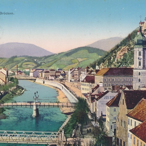 AK aus Graz mit drei Brücken Steiermark Ansichtskarte (18007)