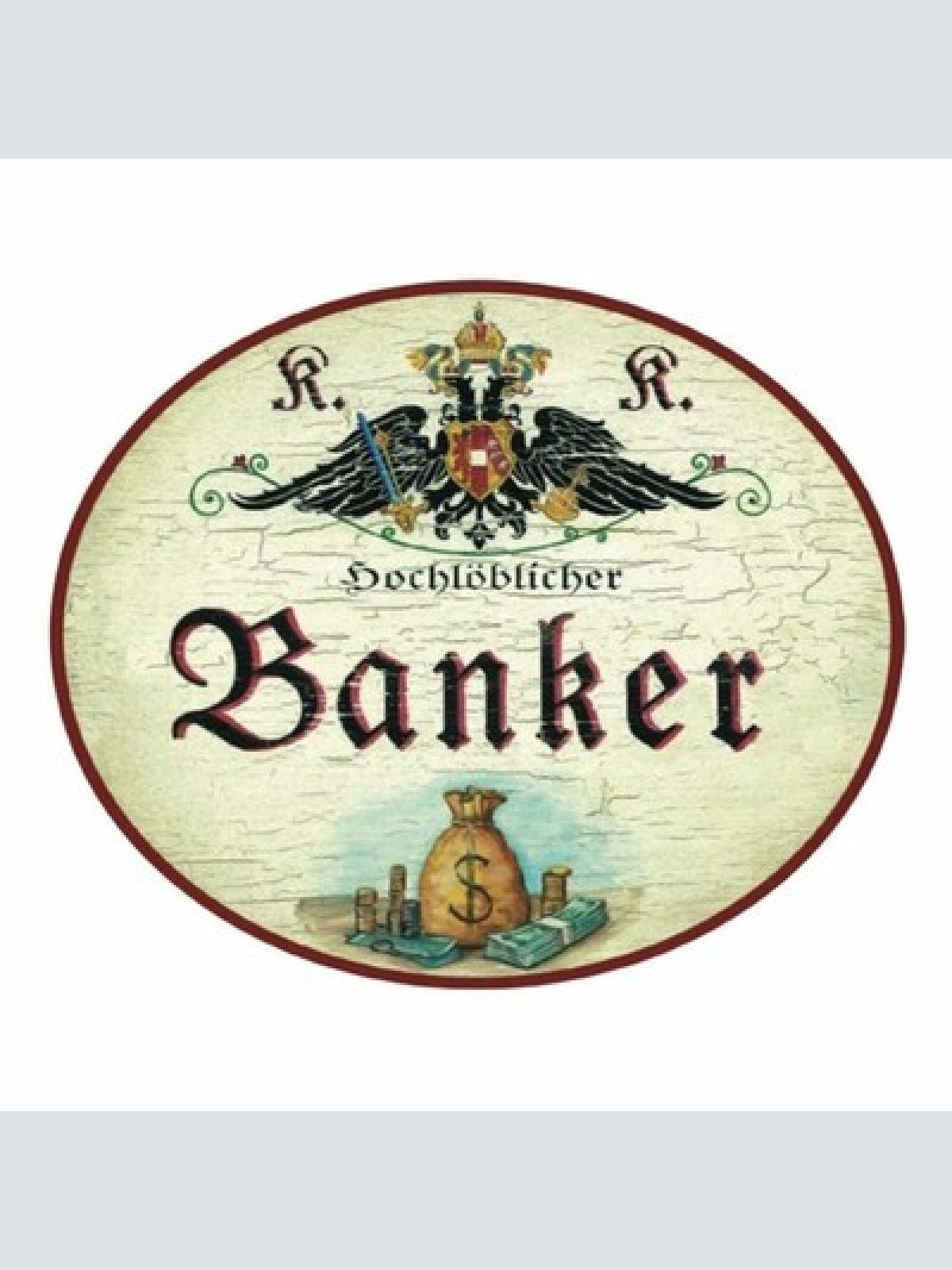 Kuk nostalgie holzschild  div. bankberufe banker