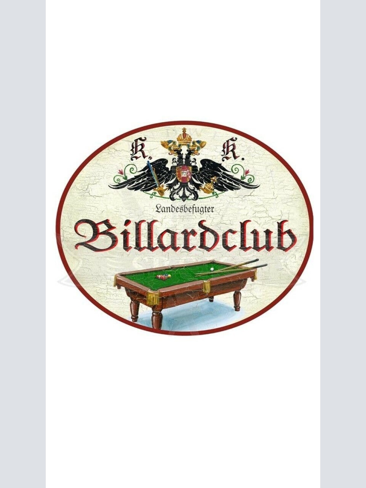 KuK Nostalgie Holzschild "Billardclub" (Größe: 14x17)