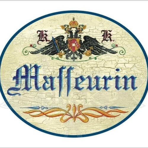 KuK Nostalgie Holzschild - Masseurin - Ornament TH (Größe: 14x17)