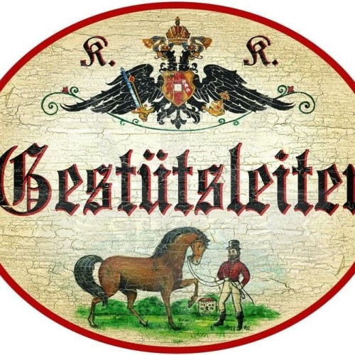 KuK Nostalgie Holzschild - Gestütsleiter - Pferd Reiter TH (Größe: 19x23)