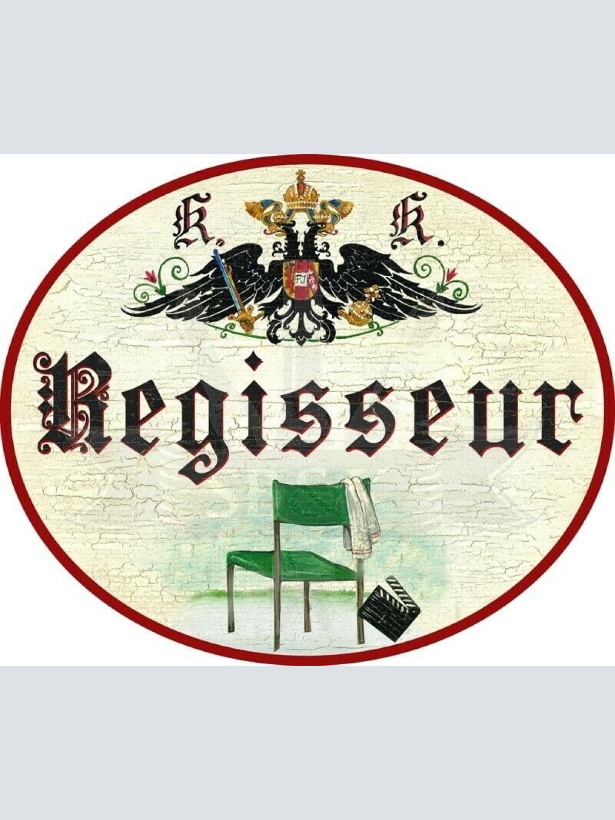 KuK Nostalgie Holzschild - Regisseur - Regiestuhl Filmklappe TH (Größe: 19x23)