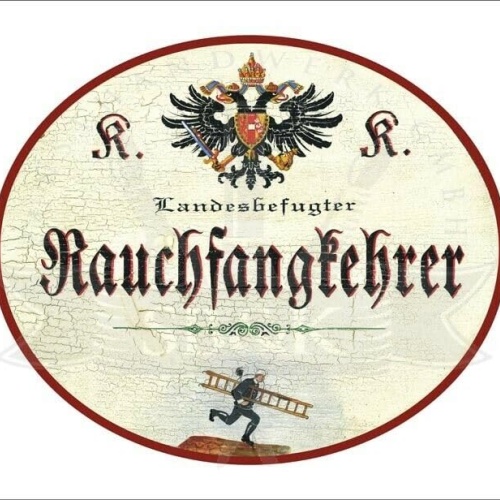 KuK Nostalgie Holzschild - Landesbefugter Rauchfangkehrer - Leiter TH (Größe: