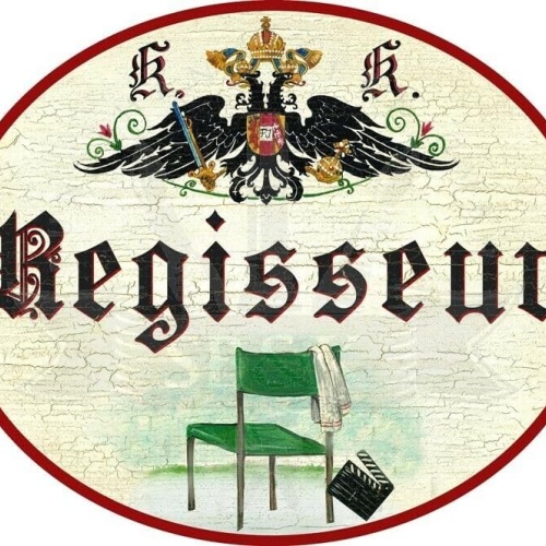 KuK Nostalgie Holzschild - Regisseur - Regiestuhl Filmklappe TH (Größe: 28x34)