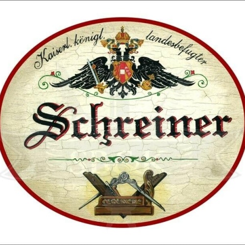 KuK Nostalgie Holzschild - Landesbefugter Schreiner - Wappen Hobel TH (Größe: