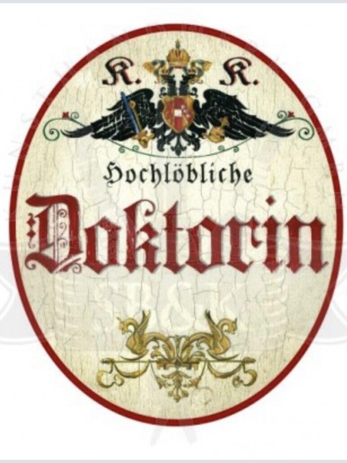 KuK Nostalgie Holzschild hochlöbliche Doktorin Türschild (Größe: 19x23)