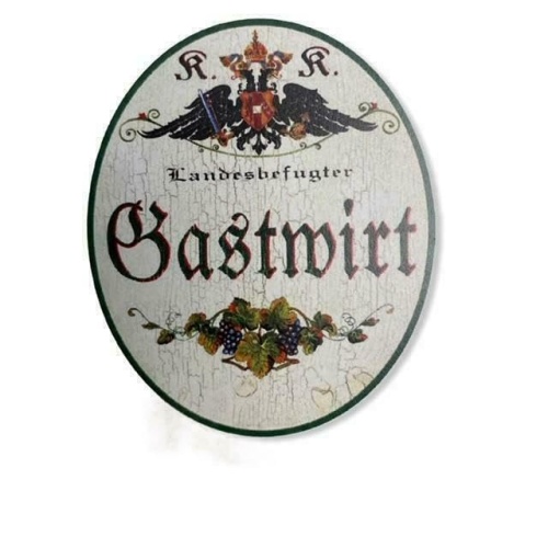 KuK Nostalgie Holzschild Landesbefugter Gastwirt (Größe: 14x17)