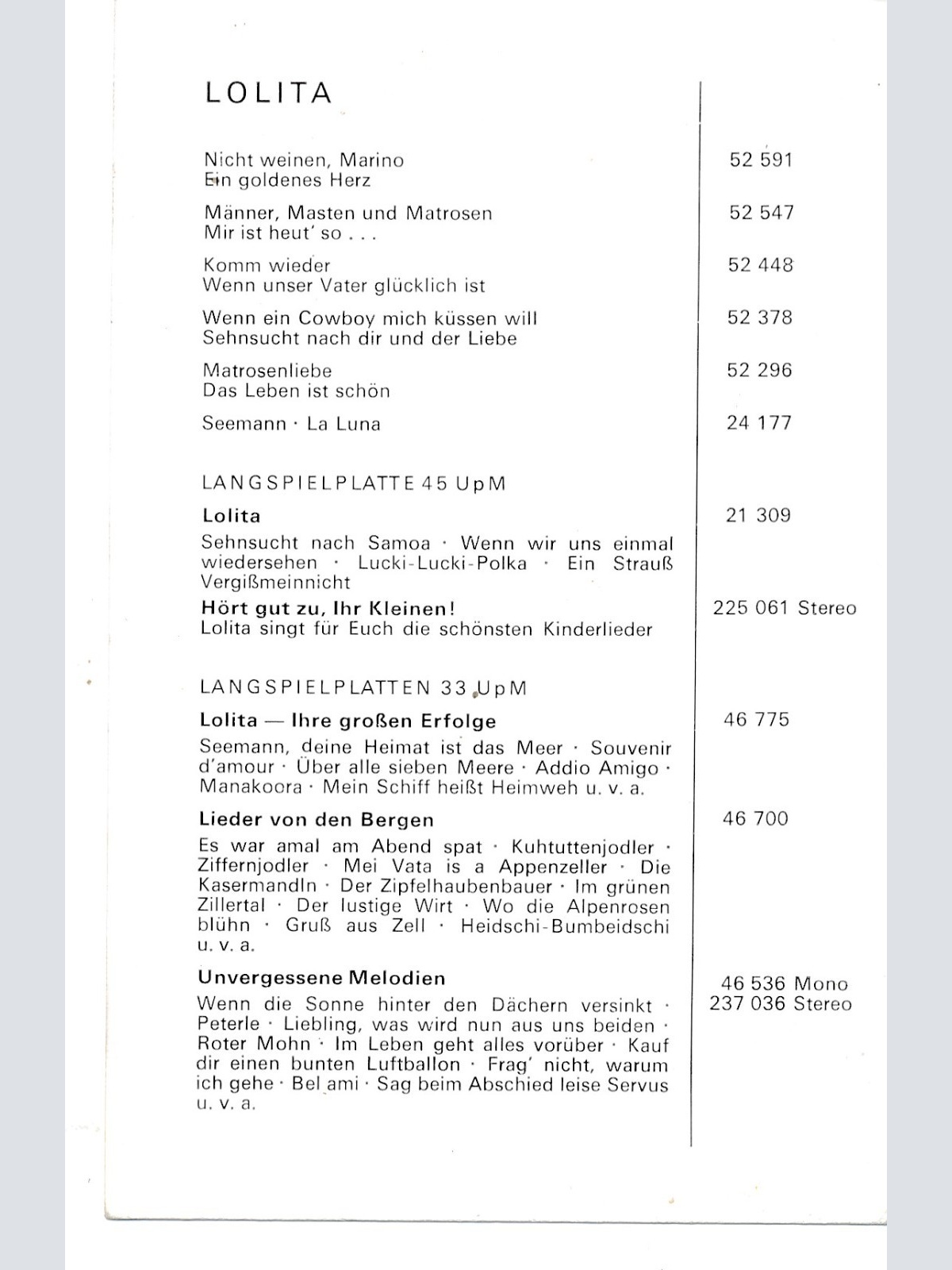 AK Autogrammkarte von Lolita mit Original Unterschrift Ansichtskarte (18100)