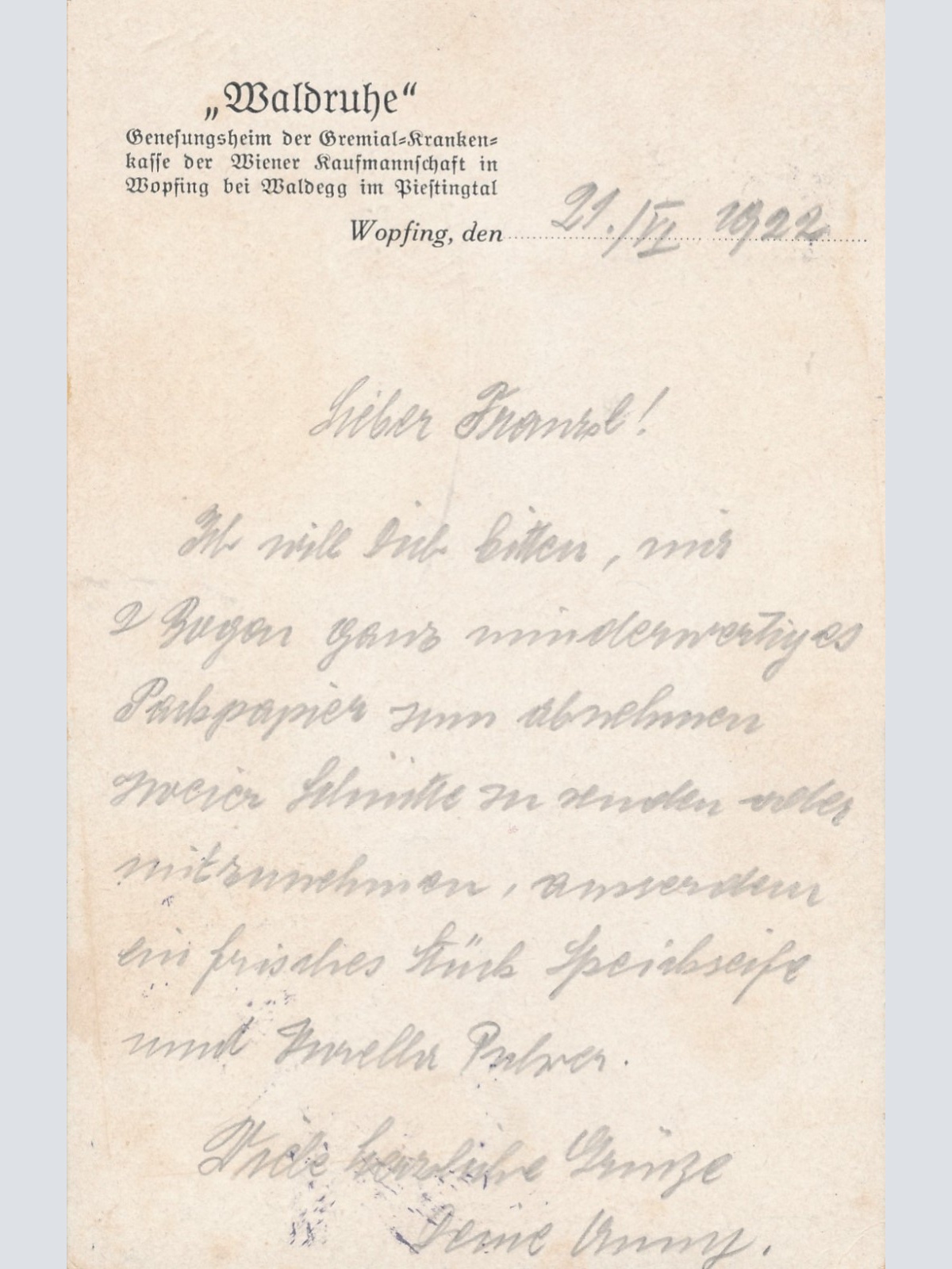 AK aus Genesungsheim Waldruhe aus Wopfing bei Waldeck Niederösterreich (17380)