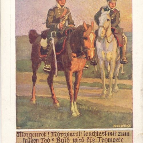 AK Militaria Reiters Morgengnag Ansichtskarte (17361)