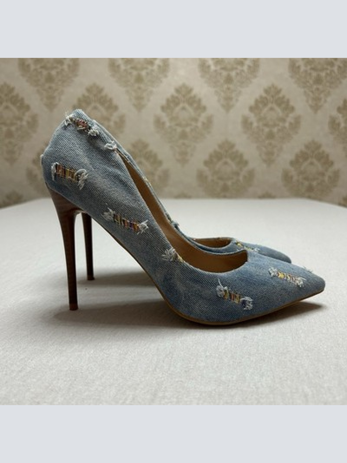 Belle Women Pumps High Heels Stiletto Jeans Style Blau Damen Größe 39 Neuwertig