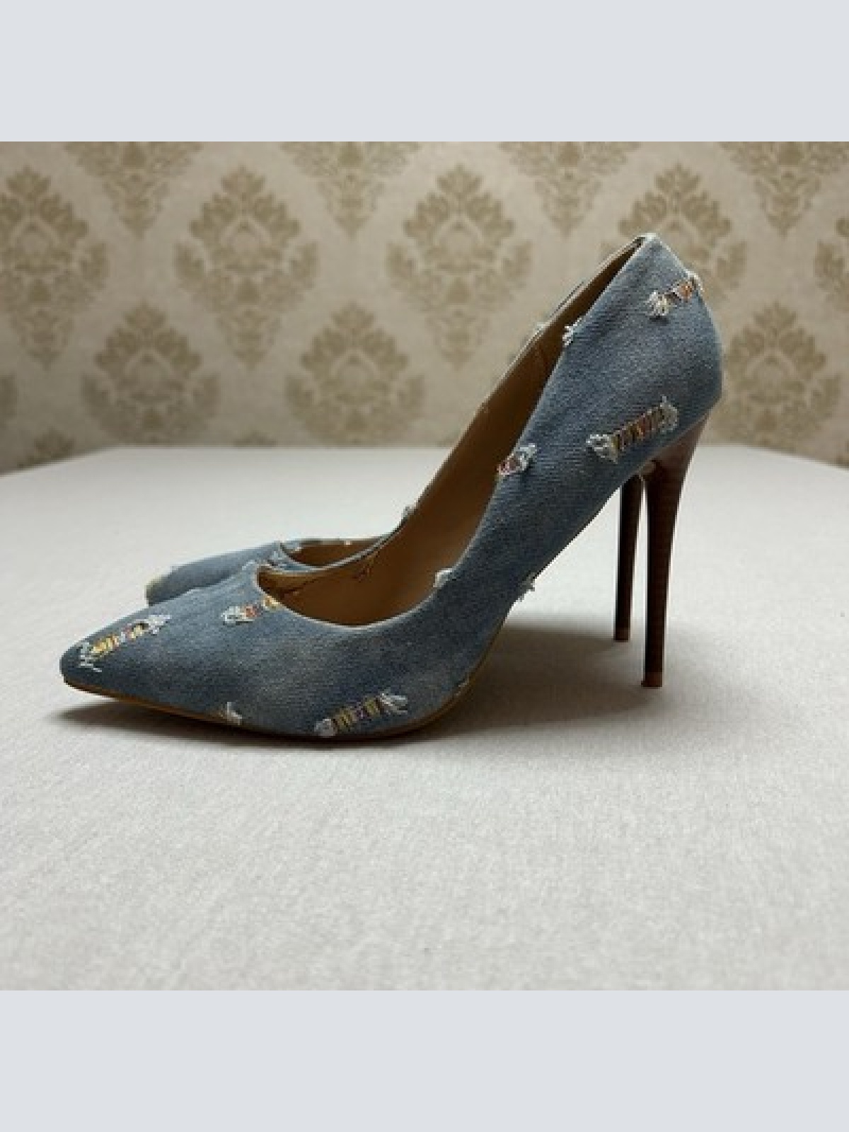 Belle Women Pumps High Heels Stiletto Jeans Style Blau Damen Größe 39 Neuwertig