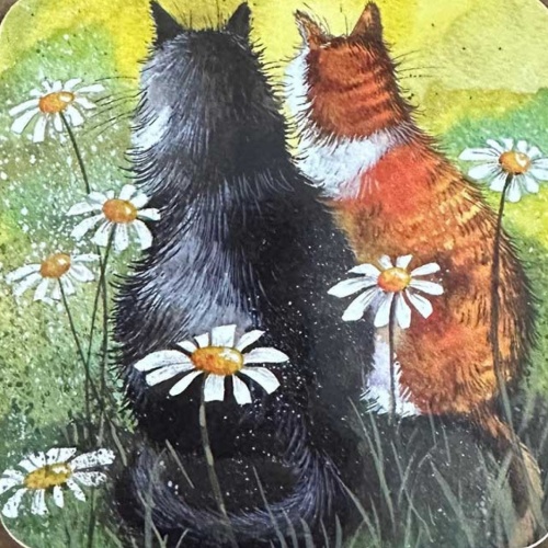 Alex Clark Untersetzer Watching and Waiting Katze Katzen