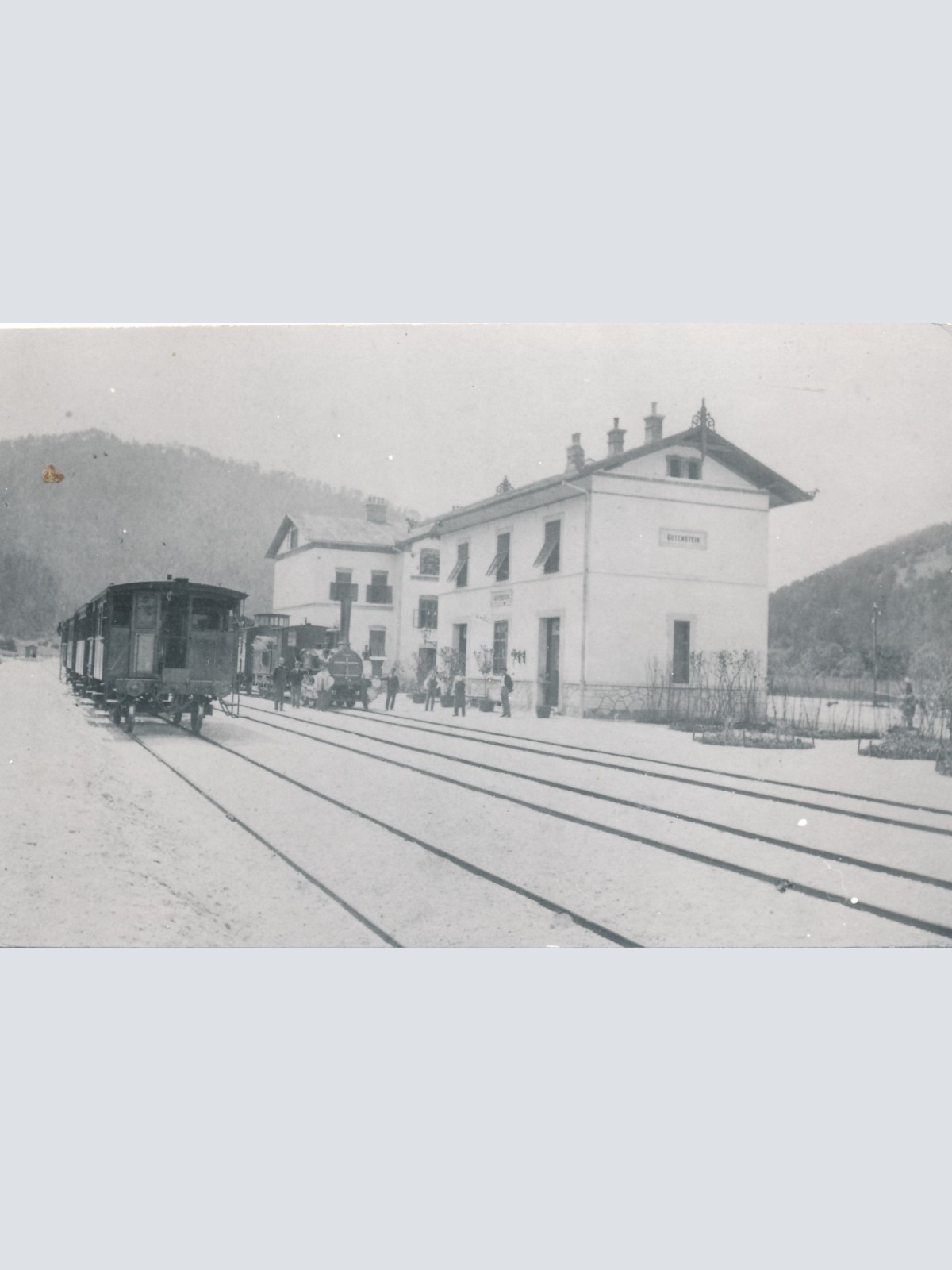 Foto - Karte vom Bahnhof Gutenstein mit Eisenbahn (18157)