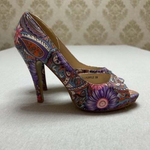 Mira & Bella Damenschuh mit Absatz Peeptoe High Heels Bunt Blumenmuster Größe 39