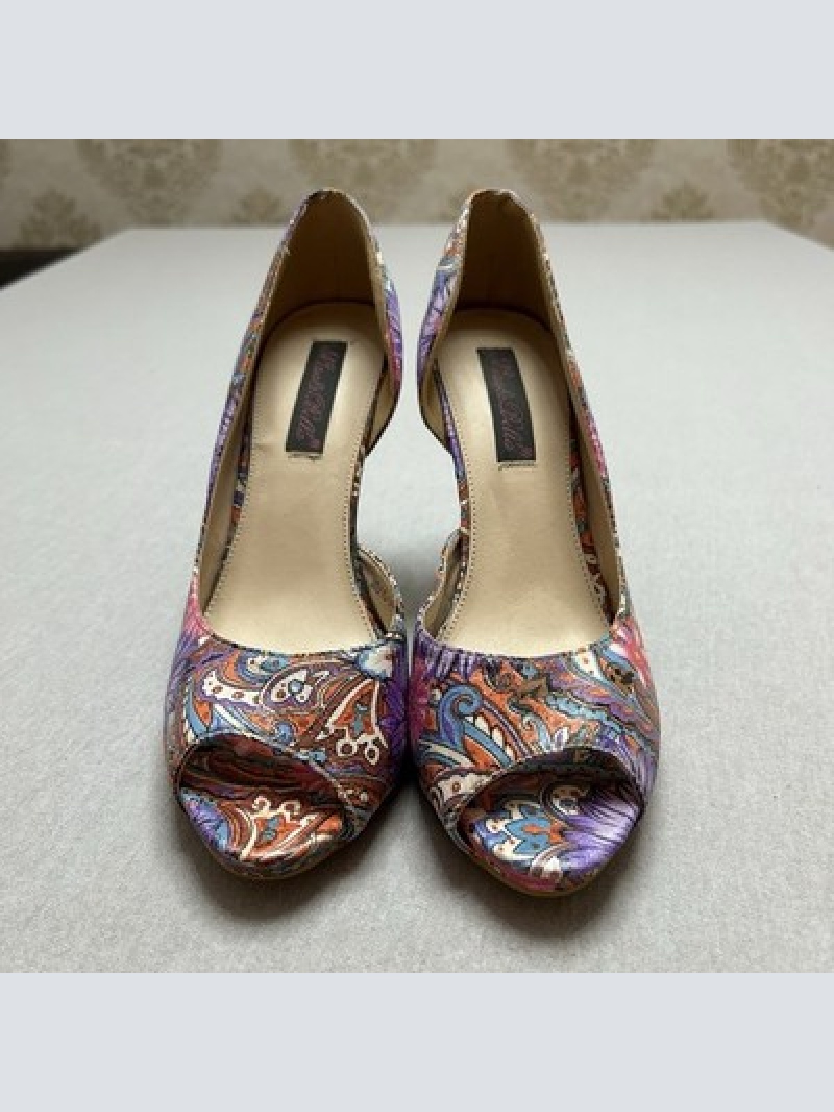 Mira & Bella Damenschuh mit Absatz Peeptoe High Heels Bunt Blumenmuster Größe 39