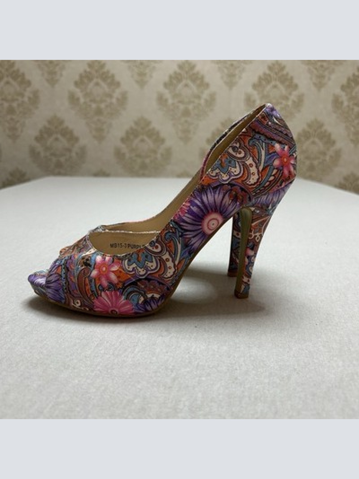 Mira & Bella Damenschuh mit Absatz Peeptoe High Heels Bunt Blumenmuster Größe 39