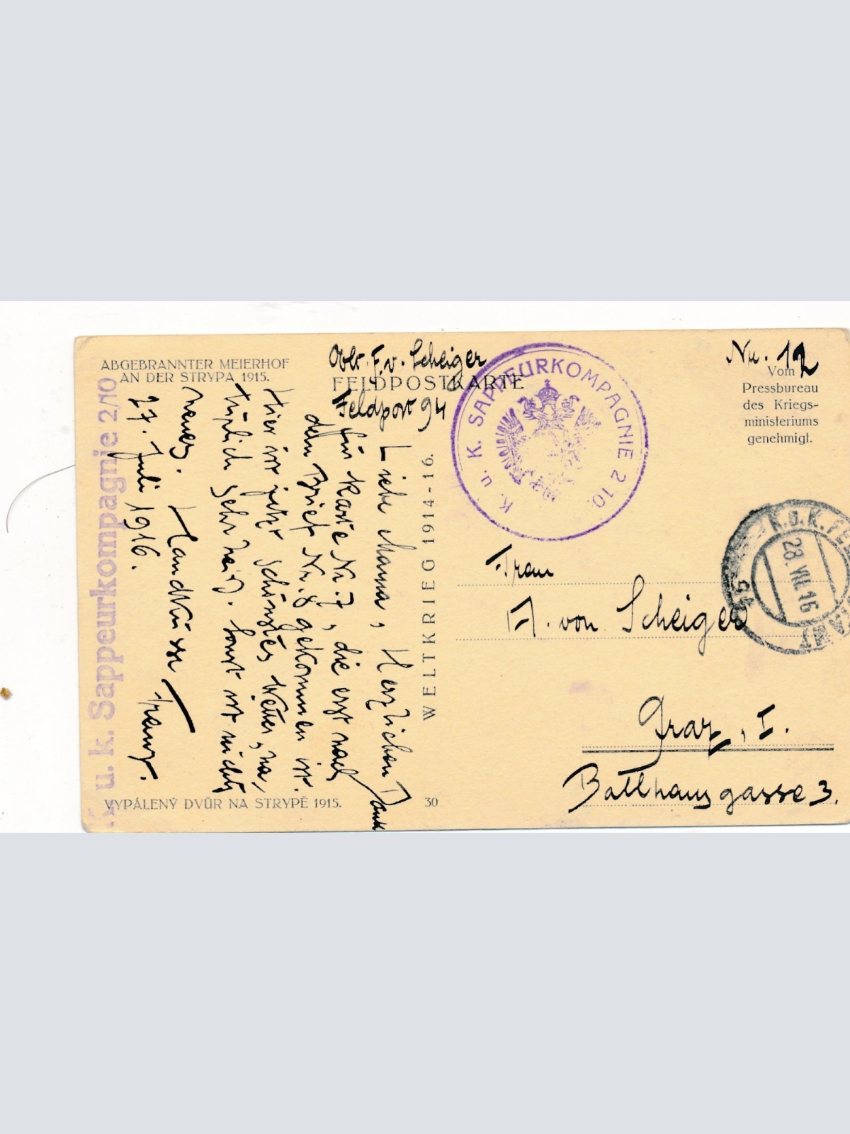 AK Militaria abgebrannter Meierhof an der Strypa 1915 Ansichtskarte (18070)