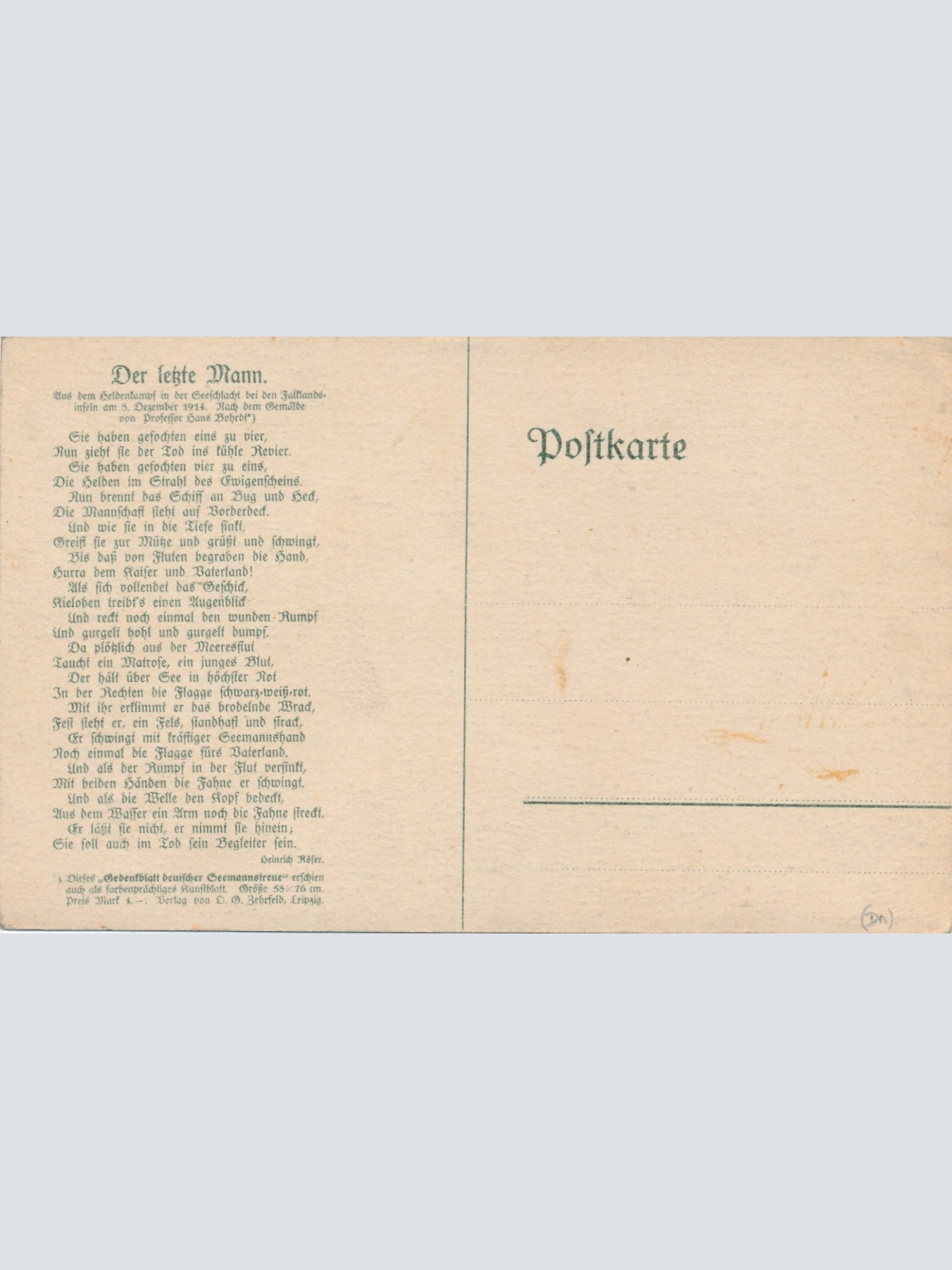 AK der letzte Mann mit Flagge Ansichtskarte (18126)