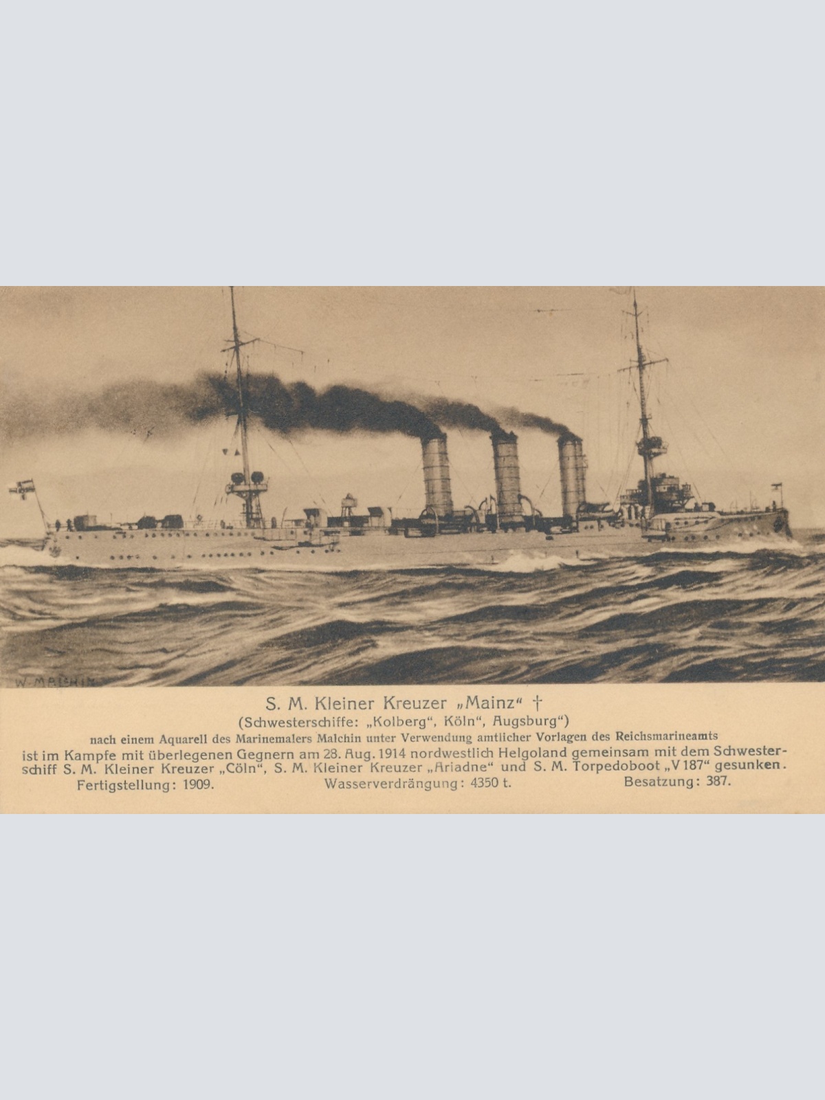 AK S.M. kleiner Kreuzer Mainz Ansichtskarte (18122)