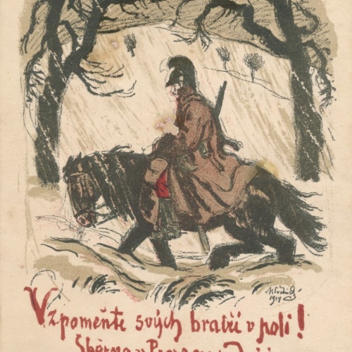 AK Militaria Soldat auf Pferd Karte zugunsten gef. Soldaten (18037)