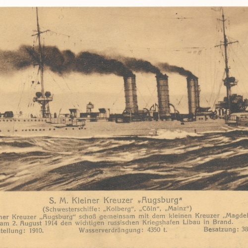 AK vom Dampfer S.M. kleiner Kreuzer Augsburg Ansichtskarte (18173)