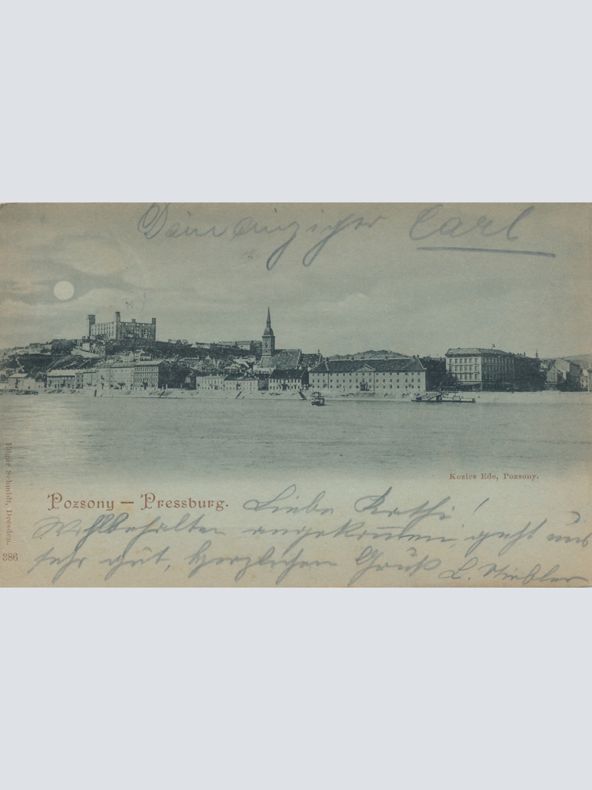 Mondschein - AK aus Pressburg Pozsony Slowakei (18311)
