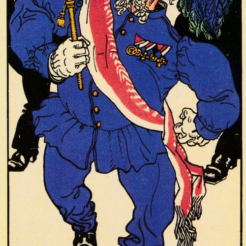 Nachdruck einer Wiener Werkstätten Karte Moritz Jung Fahnenweihe (18327)