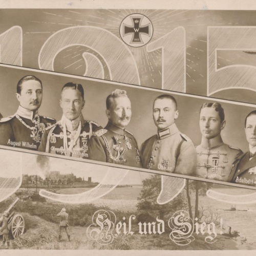AK Militaria 1915 Heil und Sieg mit Kaiser Wilhelm Ansichtskarte (18338)