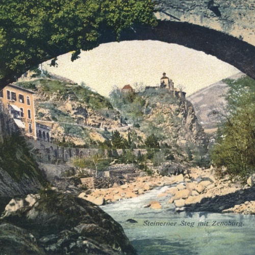 AK vom Steinerner Steg mit Zenoburg Italien Ansichtskarte (18489)