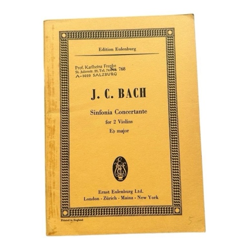 Partitur Bach Sinfonia concertante for 2 Violins eb major Birtel, Wolfgang und W