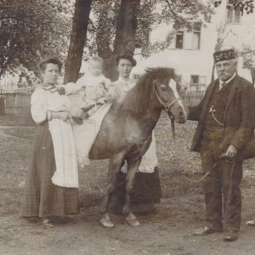 AK Annodazumals Familie mit Pferd und Kind Ansichtskarte (18483)