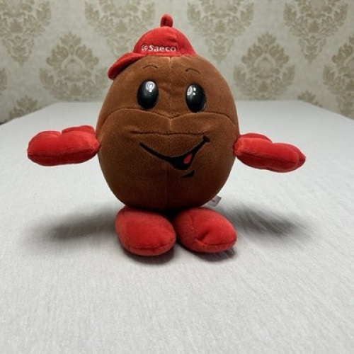 Vintage Saeco Maskottchen Kaffeebohne Selten Plüsch Werbefigur ca. 20cm TOP