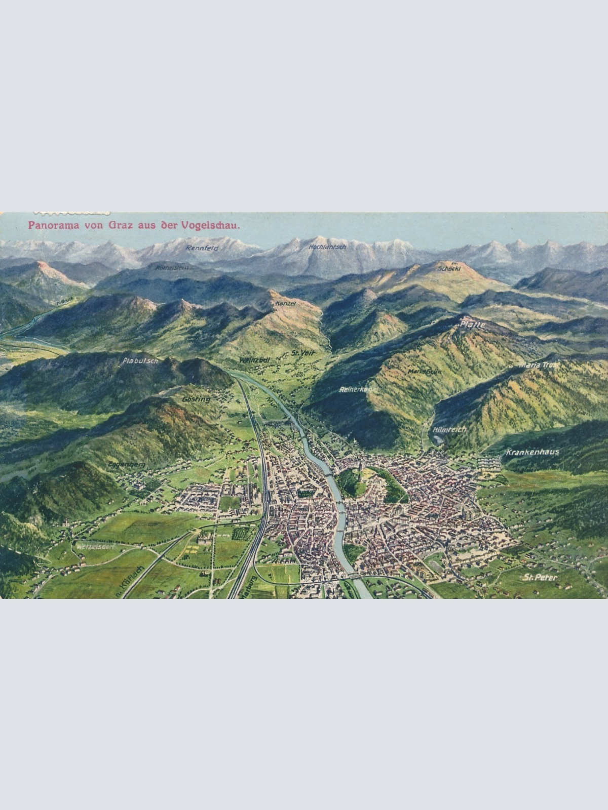 AK aus Graz aus der Vogelschau Steiermark Ansichtskarte (18613)