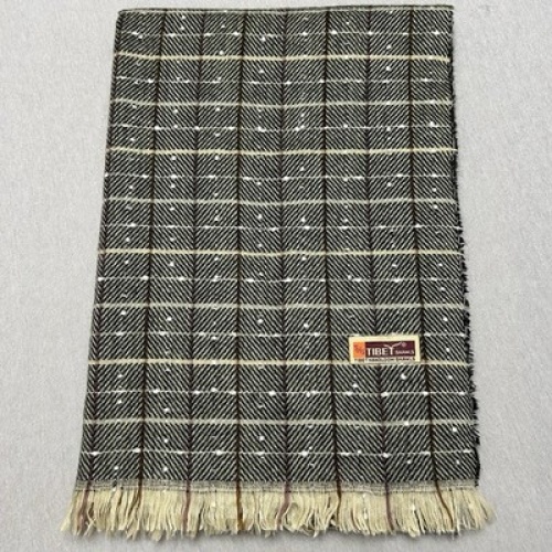 Tibet Handloom Shawls (THS) Schal – Yakwolle-Mix – Fischgrätenmuster Grau Beige