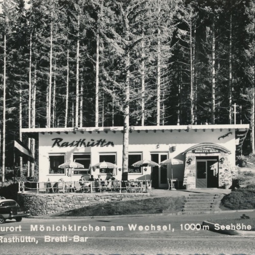 AK aus Mönichkirchen am Wechsel Brettl Bar Oldtimer NÖ Ansichtskarte (18719)