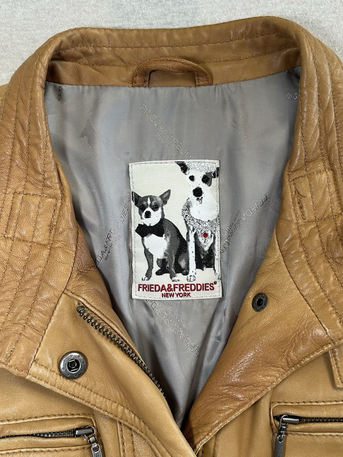 Frieda & Freddies New York Damen Lederjacke | Größe S | Braun | Echtleder