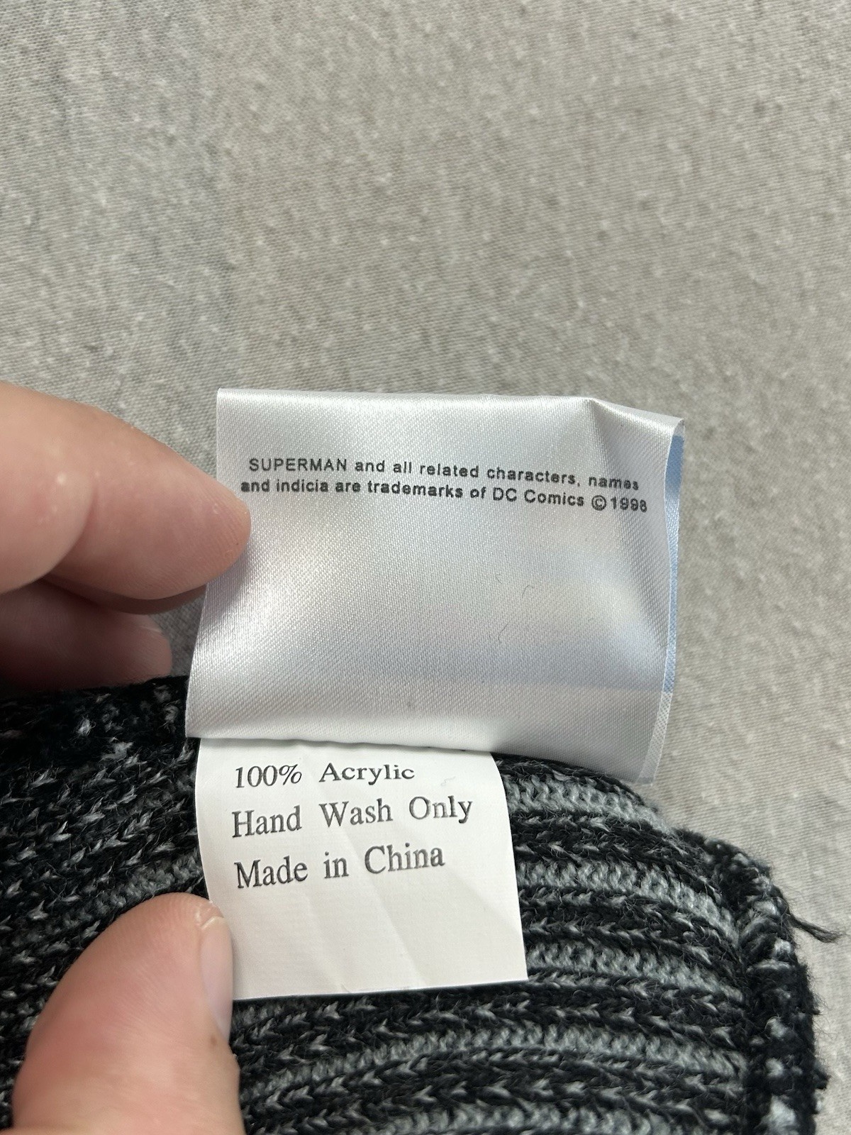 Vintage Superman Mütze DC Comics 1998 Neu mit Etikett Grau