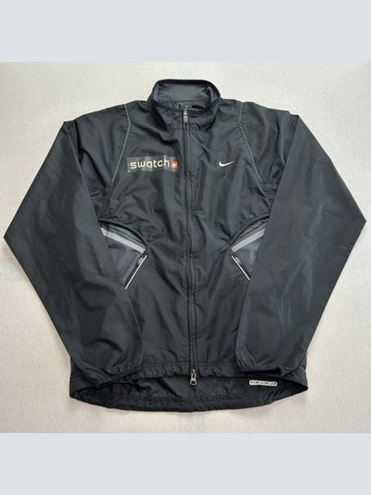 Vintage Nike x Swatch Windbreaker Trainingsjacke Clima-Fit Größe S Schwarz