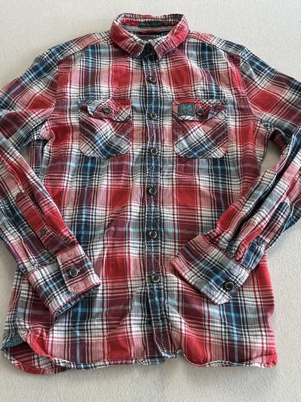 Superdry & Co Herren Langarm Hemd Größe S Mehrfarbig Kariert Sehr guter Zustand